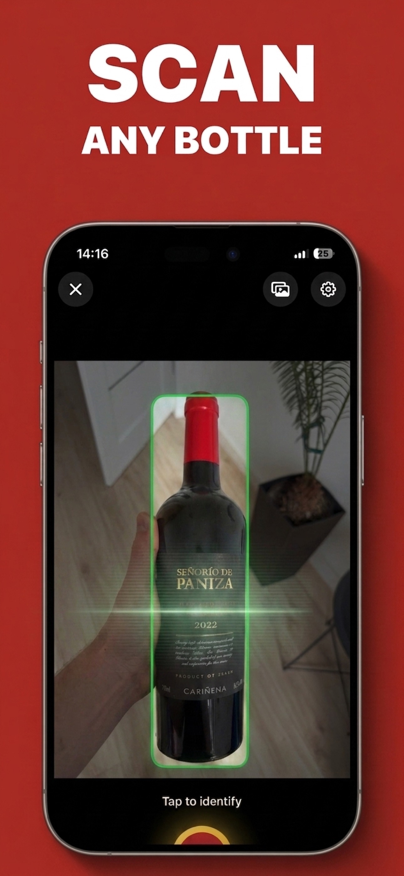 WineLens scanning a wine bottle